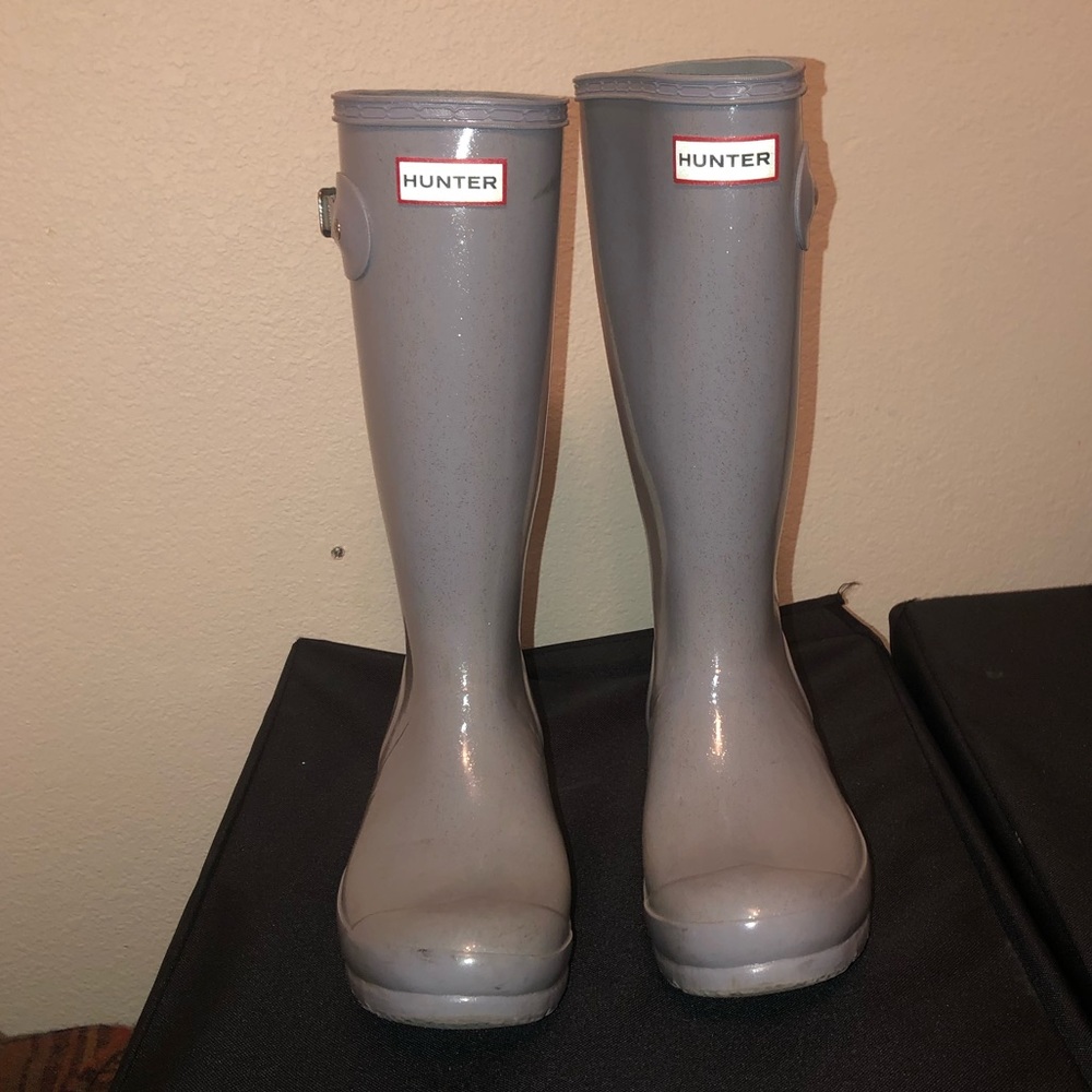 Blue sparkle hunter boots